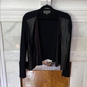 Leather Front Panel Cardigan